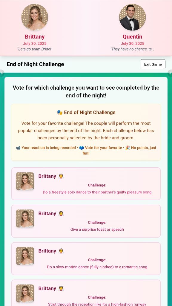 End of Night Challenge Voting